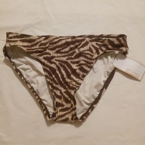 Michael Kors Walnut Animal Print Bikini Bottom, Size- P/TP